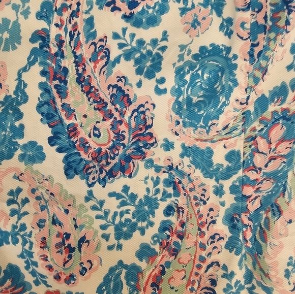 Talbots Plus 22W Cotton Blend Stretchy  Turquoise Fresco Paisley Shift Dress - Picture 6 of 8